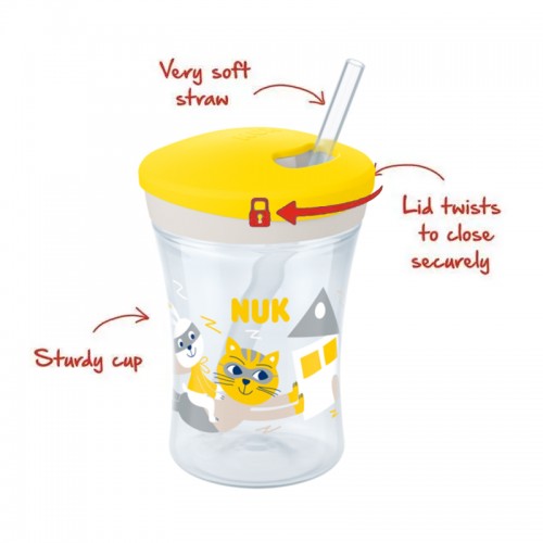 NUK Evolution Action Cup 230ml | Toddler Drinking Cup | 12 Months+ | Made in Germany | Leopard | Cat | Crab